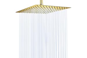 Rain Shower Head, VIGIME High Pressure Square Rainfall Showerhead, 304 Stainless Steel Fixed Shower Heads with 144 Silicone Jets for The Ultimate Shower Experience (12 Inch Brushed Gold)