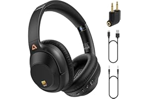 YMOO Bluetooth 5.3 Hybrid-Kopfhörer mit Aktiver Geräuschunterdrückung für Flugreisen, Kabelgebundene und Kabellose ANC-Kopfhörer, Over-Ear-Kopfhörer, Bluetooth-Headset mit Mikrofon (Schwarz)