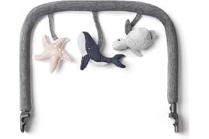 Arco de juego Ergobaby Evolve Bouncer, accesorio para el columpio Ergobaby 3 en 1 para recién nacidos desde el nacimiento, Ocean Wonders - Charcoal