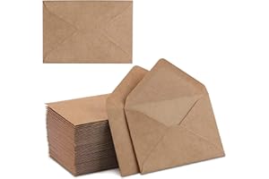 PALUDO 100 Piezas Sobres de Papel Kraft Vintage Marrón 13,5 x 18,5 cm - 130 g/m² Sobre Sin Ventana con Solapa Puntiaguda Cierre en Punta para Tarjetas de Felicitación Cumpleaños Boda Invitaciones