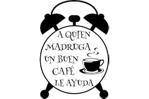 SOUL ART GRAPHICS SoulArt® Vinilo decorativo con frase "A quien madruga un buen café le ayuda" Pegatinas decorativas cocina. Decoración cafeteria, vinilo pared autoadhesivo, vinilo de corte para negocios (29x41cm)