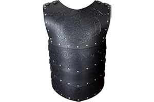 HiiFeuer Armadura pectoral vikinga de piel sintética, Retro Caballero Medieval Armadura de Cuero para LARP/Cosplay