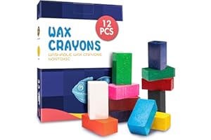 MUSCCCM Wachsmalstifte für Kinder, 12 Farben Wachsmalblöcke Ungiftig Sichere und Waschbar Wachs Buntstifte für Kleinkinder, Babys, Studenten