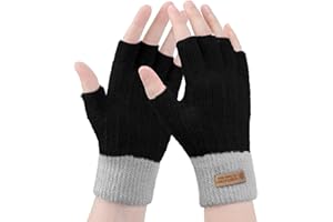 Gebell Guanti Donna Invernali - Guanti Senza Dita Donna, Guanti Mezze Dita Ragazze Invernali Corti Caldi in Maglia per Touch Screen Computer Sport Lavoro