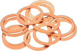 QUARKZMAN 12pcs Arandelas de Cobre, 34x26x1.5mm (OD*ID*Grosor) Arandela para Carter Aceite Puerta Bisagra Plana Redonda Metálica Accesorio Hidráulico Conexión Combustible Perno Reparación