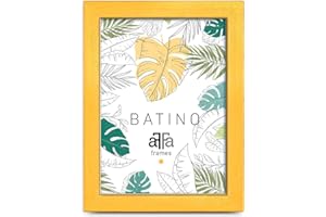 aFFa frames, Batino, Cadre photo en bois, Light, Rectangle, avec vitre acrylique, dos HDF, Yellow, 15x20 cm