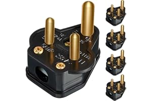 FRIENDA 5 Amp Round Pin Plugs Mains Plug 3 Pin Lighting Plugs for Stage Lighting Lamp (5, Black)