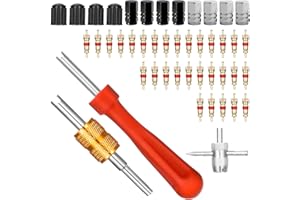 GALAMAX 45 Pcs Tyre Valve Removal Tool Tyre Valve Repair Kit Valve Core Removal Tool 30 Pcs Valve Cores 12 Pcs Valve Caps 4-Way Valve Tool Dual & Single Head Valve Core Remover for Car Bicycle Auto