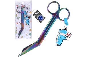 Ph Pro Heat Ciseaux Infirmier - Infirmiere Accessoires - Ciseaux Bout Rond pour Usage Professionnel ou Domestique - Materiel Infirmiere Acier Inoxidable -Ciseau Courbes pour Infirmière Arc-en-ciel.