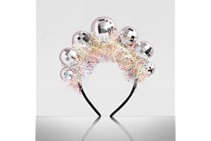 LUYANFX Serre tête Disco Ball, Boucles d'oreilles disco, Serre-Tête Happy New Year, Bandeau de Disco Ball, Accessoire de fête disco des années 70, pour Fête du Nouvel An,Carnival