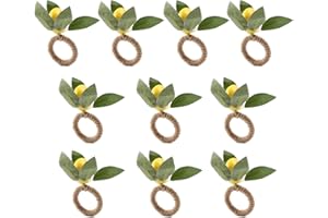 Veciado 10PCS Handgemachte Serviettenringe Gelbe KüNstliche Zitrone mit Vine Serviettenring für Hochzeit, Dinnerparty, Bankett,