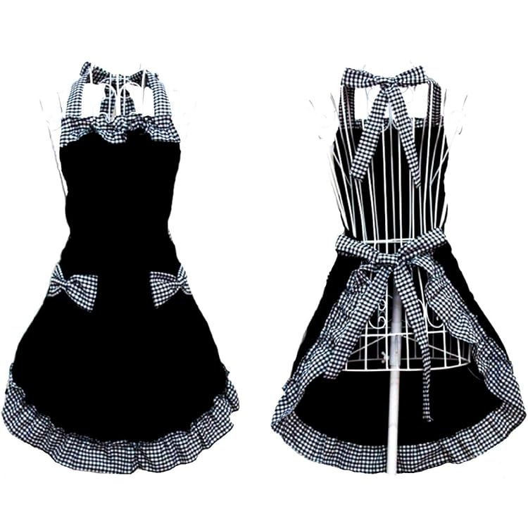 Vintage-Küchenschürze Mit Punkten – Verstellbar, Für Frauen & Mädchen