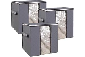 Gegaden 3 Stück Große Aufbewahrungstasche Faltbare Unterbett Kleideraufbewahrung, Aufbewahrung mit verstärktem Griff, Aufbewahrung für Bettdecken, Kleidung, Decken, Kissen, Bettdecken, Bettdecken