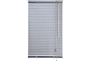 iYueMps Aluminium Venetian Blind(95cm x 130cm) for Clamping or Dirlling Window Blinds Strong Trimmable Easy Fit 25mm Slat for Home, Office, Bathroom, Bedroom, Living Room, Kitchen-Silver Grey