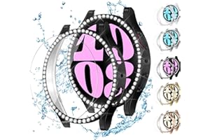 WOWSTRAP Glitzer Diamanten Hülle für Samsung Galaxy Watch 6 Schutzhülle 40mm 44mm,[5+5 Stück] Hart PC Schutzhülle+HD Panzerglas Display schutzfolie,Bumper Case für Galaxy Watch6 40 44 mm zubehör