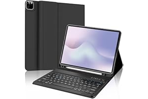 SENGBIRCH Custodia con Tastiera per iPad Pro 12,9" 6ª/5ª/4ª/3ª Generazione, Layout Italiano QWERTY Rimovibile Wireless Bluetooth Tastiera, Custodia con Portapenne Supporta Ricarica, Nero