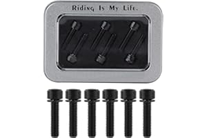 Keenso 6 Piezas Tornillos de vástago de Bicicleta Tornillos de aleación de Titanio Tornillo M5x20mm Tornillo de Tornillo de aleación de Titanio con Junta para vástago de Bicicleta de montaña(Negro)