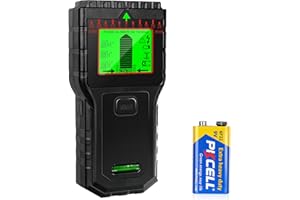 WOEAOZY 8-in-1 Stud Finder Wall Scanner with LCD Display & Audio Alarm, Detects Wood, Metal, Ac Wires, Pipes, Beams, Wall Detector with Spirit Level & Ruler for DIY and Professional Use, Black