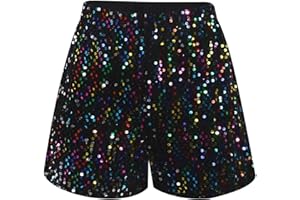 Generisch Damen Pailletten Shorts Glänzend Party-Shorts Elastisch Bund Lockere Freizeitshort Hotpants Rave Festivals Outfits Karneval Kostüm Konzert Tanzparty Diskotheken Nachtclub Kurz Hose