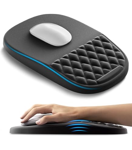 Mauspad Mit Handgelenkauflage & Massagepunkten – Ergonomisch, 15° Neigung, Memory-Schaum | Rutschfest, Waschbar, Bequem