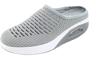 DIQUEQI Womens Trainers Memory Foam Air Cushion Slip-On Orthopedic Diabetic Walking Shoes Comfortable Work Shoes