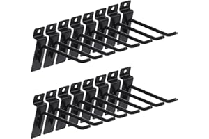 Keadic K1447 20Pcs 4 inch Slatwall Hooks Set Heavy Duty Slat Wall Shelf Brackets Hanging Hook Pegboard Gridwall Panel Hook for Garage Shop Retail Display and Organization (Black)