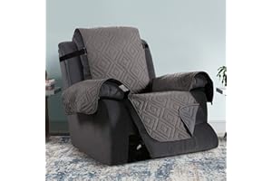 IR IMPERIAL ROOMS Imperial Rooms Sofa Cover Waterproof Sofa Slipcovers - Reversible Furniture Sofa Protectors from Pets & Kids with Adjustable Elastic Straps Quilted Couch Settee Covers (Light Grey-Dark Grey, Recliner)