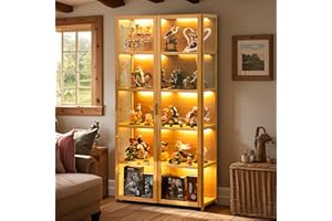 Scribora Vitrina con puertas acrílicas, vitrina de vidrio para coleccionables y trofeos, estante de exhibición de 5 niveles, gabinete de almacenamiento para sala de estar, dormitorio, oficina (puerta