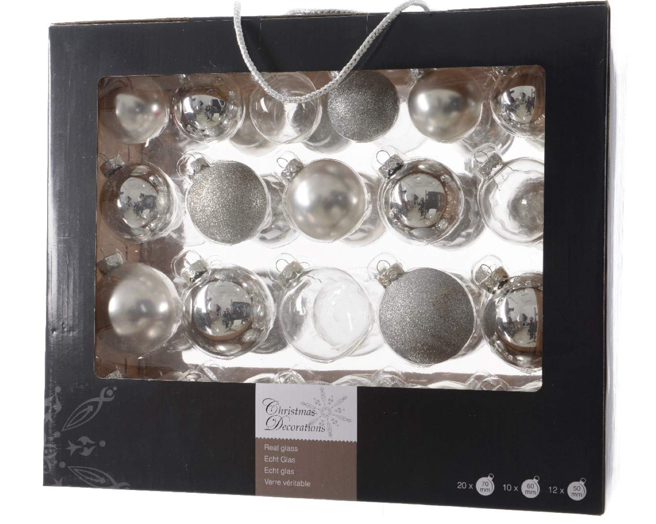 Kaemingk Glass Baubles 42 Silver Christmas Decorations