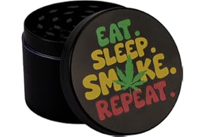 OnAir® Grinder 4 pezzi – Tritatutto per erbe con setaccio e raschietto – Macinino in metallo da 50 mm per erbe tabacco spezie (Eat Sleep Smoke Repeat 2)