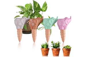 Dynaeuty Plant Watering Devices, Set of 4 Terracotta Vacation Plant Waterer,Watering Stakes Slow Release Plant Watering Spikes Perfect Self Watering Devices for Indoor Outdoor Plants (Elephant)
