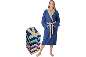 LEBENGOOD Albornoz Mujer 100% Algodón Rizo Americano 450 gsm - Bata de Baño para Ducha, Suave, Absorbente, Unisex, OEKO-TEX®