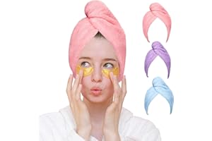 Good Nite Set da 3 Turbante Asciugacapelli in Microfibra con Bottone Asciugamano per Capelli Rapido e Morbido Ideale per Capelli Ricci Lisci
