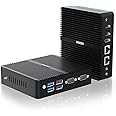 Mini PC Fanless 12th Gen in-tel J6412, 8GB DDR4 256GB M.2 SSD Office Home Mini Computer, Mini Desktop PC with Win11 Pro, 2 x HD+1 x DP Triple Display/ 2xLan/ 2xRS232 COM/WiFi/BT 4.2/ VESA