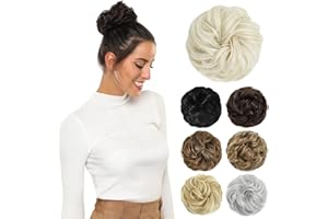Yamel Messy Bun Hair Pieces for Women Hair Bun Extension Platinum Blonde Updo Curly Messy Bun Scrunchie