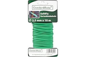 GardenMate 1x Bobina Filo di Ferro da Giardinaggio Rivestito Gommato con Schiuma 2,5 mm x 10 m