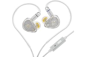 Linsoul TANGZU Wan'er S.G II Monitor In Ear,HiFi Auriculares,Controlador Dinámico de 10mm Diafragma Pet Gaming IEM Audifonos con 2Pin Cable OFC Desmontable para Audiófilo Músico(Blanco,3.5mm con Mic)