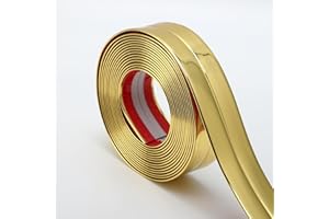 Hungbak Peel and Stick Multifunctional Molding, 3-in-1 Design - Wall Trim & Corner Guards & Caulk Strip Baseboard for Floor, Table and Door Frame (Shiny Gold, 5m x 2cm)
