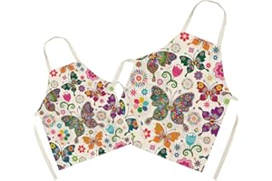 EYANDS Eyand Padres y Niños Delantal para cocinar - Super Lindo patrón de algodón y Lino Delantal de la Cocina de mamá niños, Cocina de Pintura delant