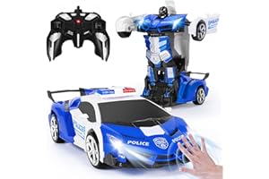 Yellcetoy Transform Juguete Policia Coche Teledirigido, Coche Robot con el Gesto de la Mano Sening Luz Intermitente Música y Efecto de Sonido, Police Car con Baterías para Niños 3 4 5 6 7 8 9 10 Años