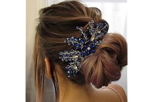 BERYUAN Women Royal Sapphire Opal Headpiece Blue Crystal Flower Hair Vine Comb Wedding Hair Accessory Gift for Her Party Headpiece for Bride Bridesmaid Girls(Blue)