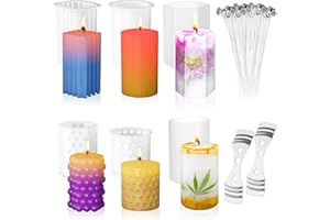JINYJIA 6 Pièces Moule Bougie,3D DIY Moule Silicone Bougie,Moule pour Bougie,pour Décoration de la Maison,Ornements,Bougie Parfumée,Savon Artisanal,Pouding,Chocolat,Gâteau