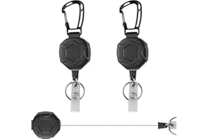 Vicloon Wytrzymałe Wysuwane Kołowrotki do Identyfikatorów, 2 Szt., Chowany Brelok, Klipsy, Metalowy Karabiniec, Uchwyt, Kołowrotek z Kółkiem na Klucze