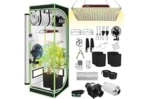‎DAROMIGO Daromigo Growzelt Komplettset 60x60x140cm mit Dimmbarer LED Grow Lampe, Pflanzenzelt, Inkl. 4" Aktivkohlefilter, Ruhigem Lüfter & Rohrventilator, für Hydroponik Indoor Anbau