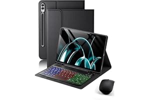 MICROTUNK Clavier Souris Coque pour Samsung Galaxy Tab S10 Ultra/S9 Ultra/S8 Ultra 14.6 Pouces Étui avec Bluetooth sans Fil Français (AZERTY) Rétroéclairé Clavier Protection Backlight Keyboard Case