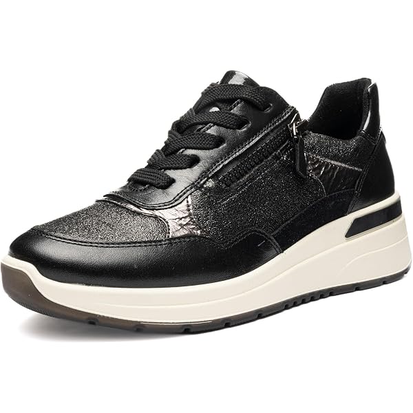 Sneaker ARA Napoli Donna Stringata In Pelle - Con Intersuola Ammortizzante E Tacco A Cuneo