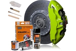 Foliatec Juego de pintura para pinzas de freno, resistente al calor, juego completo para 4 pinzas de freno, Toxic Green, juego de 7 piezas