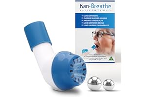 KAN-BREATHE Natural Lung Exerciser & Mucus Removal Device – OPEP Breathing Exercise Trainer for Airway Clearance & Lung Strength – Adjustable Resistance Steel Ball Bearings – Made in Australia – White