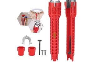 LOCCY Outil de clé à robinet 8 en 1 - Installateur de robinet et d'évier antidérapant - Outil de clé à tuyau de plomberie - Outil de clé à robinet pour évier/salle de bain/cuisine