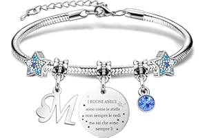 COEROW Braccialetti Delle Donne Con Lettere Iniziali-Regalo Personalizzato Per Buoni Amici,Amicizia Stella Bracciale e Ragazze Braccialetti-Nome Braccialetti Dare Sorella Collega Figlia Gioielli